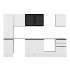 Alvinka 295X210 Cm High Gloss Mutfak Dolabı Mb-E80B45S50-3 High Gloss | Beyaz - Suntalam