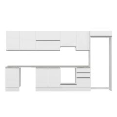 Alvinka 390X222 Cm High Gloss Mutfak Dolabı Mb-E90S50S50-1 High Gloss | Beyaz - Suntalam