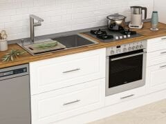 Alvinka 400X240 Cm Klasik Mebran Mutfak Dolabı Beyaz Beyaz Mbb-E90B50S60-1 Mebran | Beyaz - Mdf