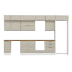 Alvinka 380X240 Cm Klasik Mebran Mutfak Dolabı Mb-E80S40S60-2 Mebran | Kumtaşı - Mdf