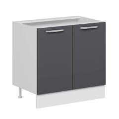 Alvinka Mutfak Modül Duz Alt 2K1R 90Cm Dolap Beyaz Antrasit Suntalam