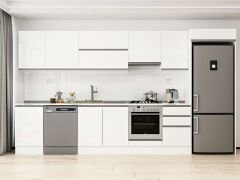 Alvinka 390X222 Cm High Gloss Mutfak Dolabı Mb-E90S50S50-1 High Gloss | Beyaz - Mdf