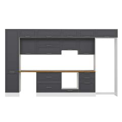 Alvinka 400X240 Cm Klasik Mebran Mutfak Dolabı Beyaz Beyaz Mbb-E90B50S60-1 Mebran | Antrasit - Mdf