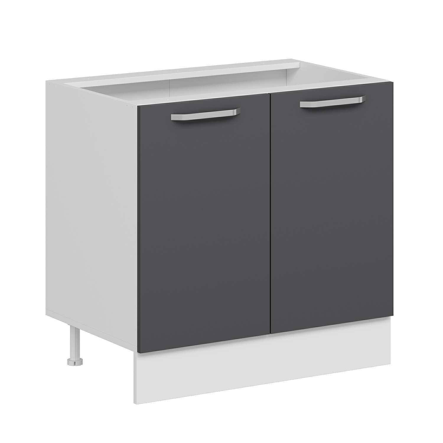Alvinka Mutfak Modül Duz Alt 2K1R 90Cm Dolap Beyaz Antrasit Mdf