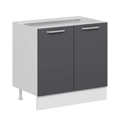 Alvinka Mutfak Modül Duz Alt 2K1R 90Cm Dolap Beyaz Antrasit Mdf