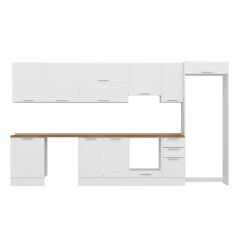 Alvinka 380X222 Cm Klasik Mebran Mutfak Dolabı Mb-E80S60S40-1 Mebran | Beyaz - Mdf