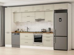 Alvinka 400X240 Cm Klasik Mebran Mutfak Dolabı Beyaz Beyaz Mbb-E90B50S60-1 Mebran | Kumtaşı - Mdf