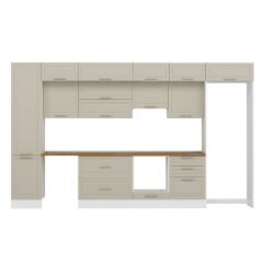 Alvinka 400X240 Cm Klasik Mebran Mutfak Dolabı Beyaz Beyaz Mbb-E90B50S60-1 Mebran | Kumtaşı - Mdf