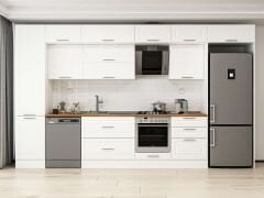 Alvinka 400X240 Cm Klasik Mebran Mutfak Dolabı Beyaz Beyaz Mbb-E90B50S60-2 Mebran | Beyaz - Suntalam