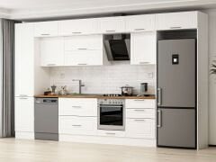 Alvinka 400X240 Cm Klasik Mebran Mutfak Dolabı Beyaz Beyaz Mbb-E90B50S60-2 Mebran | Beyaz - Suntalam