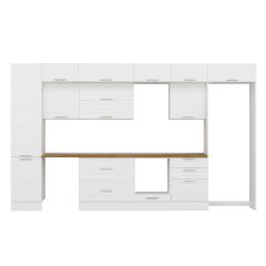 Alvinka 400X240 Cm Klasik Mebran Mutfak Dolabı Beyaz Beyaz Mbb-E90B50S60-2 Mebran | Beyaz - Suntalam