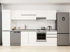 Alvinka 305X210 Cm High Gloss Mutfak Dolabı Mb-E80B45S60-1 High Gloss | Beyaz - Suntalam