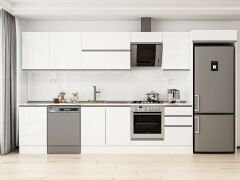 Alvinka 390X222 Cm High Gloss Mutfak Dolabı Mb-E90S50S50-2 High Gloss | Beyaz - Suntalam