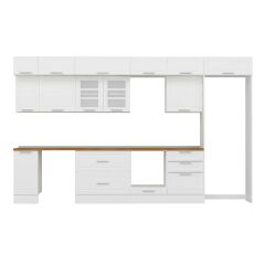 Alvinka 380X240 Cm Klasik Mebran Mutfak Dolabı Mb-E80S40S60-3 Mebran | Beyaz - Mdf