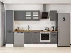 Alvinka 285X210 Cm Klasik Mebran Mutfak Dolabı Mb-E80B45S40-3 Mebran | Antrasit - Suntalam