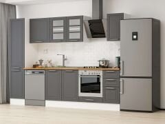 Alvinka 285X210 Cm Klasik Mebran Mutfak Dolabı Mb-E80B45S40-3 Mebran | Antrasit - Suntalam