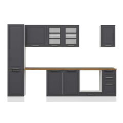 Alvinka 285X210 Cm Klasik Mebran Mutfak Dolabı Mb-E80B45S40-3 Mebran | Antrasit - Suntalam