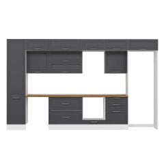 Alvinka 400X240 Cm Klasik Mebran Mutfak Dolabı Beyaz Beyaz Mbb-E90B50S60-2 Mebran | Antrasit - Suntalam