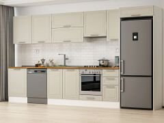 Alvinka 380X222 Cm Klasik Mebran Mutfak Dolabı Mb-E80S60S40-1 Mebran | Kumtaşı - Mdf