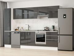 Alvinka 305X210 Cm High Gloss Mutfak Dolabı Mb-E80B45S60-1 High Gloss | Antrasit - Suntalam