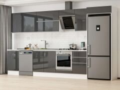 Alvinka 390X222 Cm High Gloss Mutfak Dolabı Mb-E90S50S50-2 High Gloss | Antrasit - Suntalam