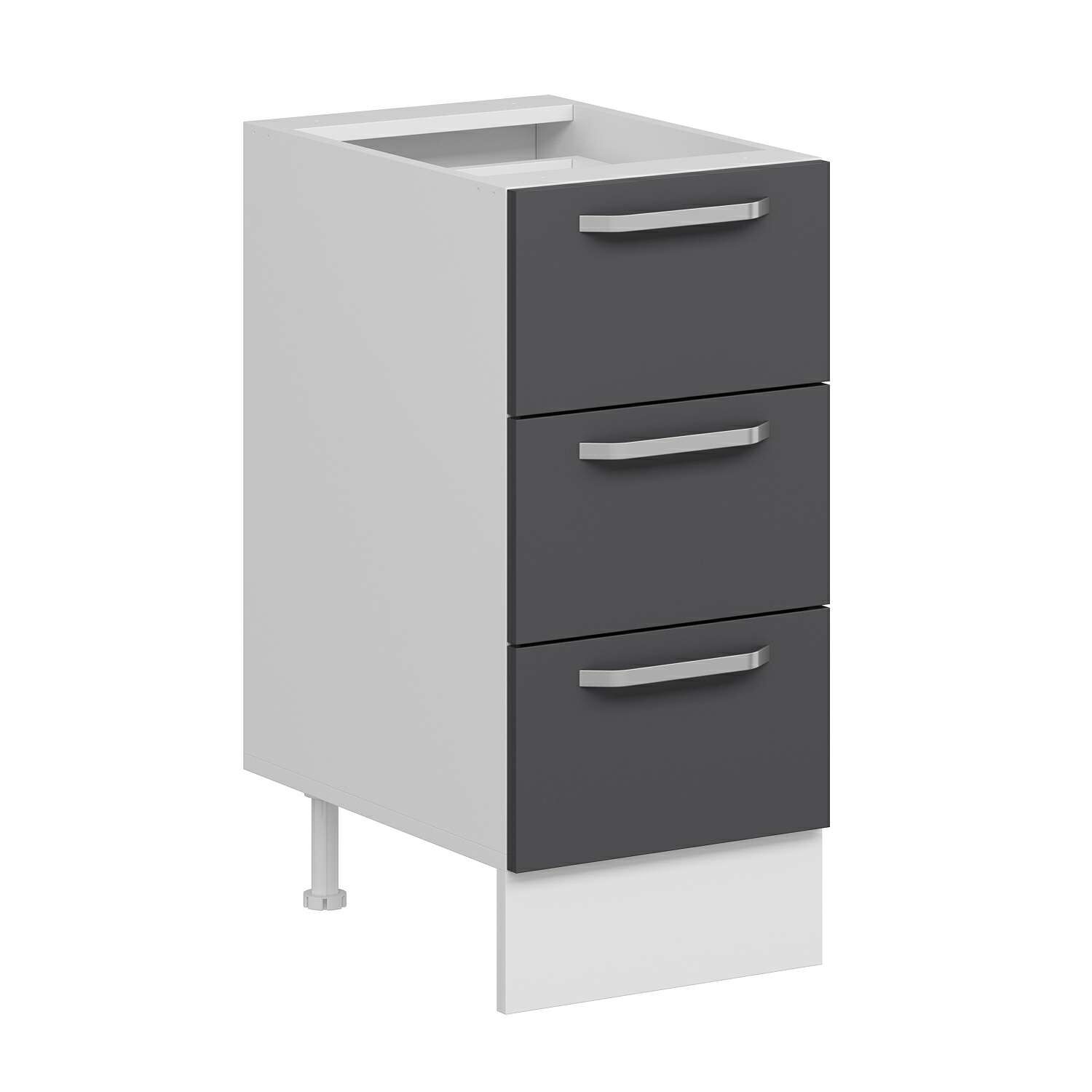 Alvinka Mutfak Modül Duz Alt 3Ç Nray 40Cm Dolap Beyaz Antrasit Suntalam