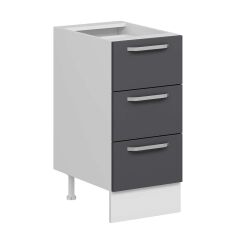 Alvinka Mutfak Modül Duz Alt 3Ç Nray 40Cm Dolap Beyaz Antrasit Suntalam