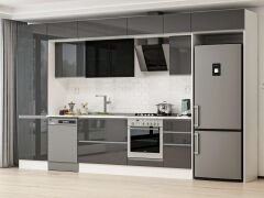 Alvinka 395X240 Cm High Gloss Mutfak Dolabı Mbb-E90B60S45-3 High Gloss | Antrasit - Mdf