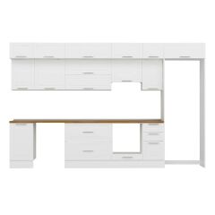 Alvinka 365X240 Cm Klasik Mebran Mutfak Dolabı Mb-E80S45S40-1 Mebran | Beyaz - Suntalam