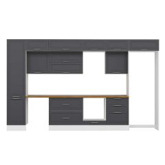 Alvinka 400X240 Cm Klasik Mebran Mutfak Dolabı Beyaz Beyaz Mbb-E90B50S60-2 Mebran | Antrasit - Mdf