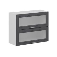 Alvinka Mutfak Modül Mbr_C Üst 2Yk1R 90-H72Cm Dolap Cam Beyaz Antrasit Mdf