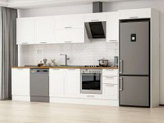 Alvinka 380X222 Cm Klasik Mebran Mutfak Dolabı Mb-E80S60S40-2 Mebran | Beyaz - Mdf