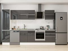 Alvinka 305X210 Cm High Gloss Mutfak Dolabı Mb-E80B45S60-2 High Gloss | Antrasit - Suntalam