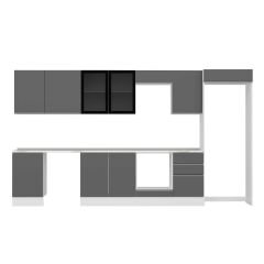 Alvinka 390X222 Cm High Gloss Mutfak Dolabı Mb-E90S50S50-3 High Gloss | Antrasit - Suntalam