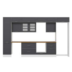 Alvinka 400X240 Cm Klasik Mebran Mutfak Dolabı Beyaz Beyaz Mbb-E90B50S60-3 Mebran | Antrasit - Suntalam