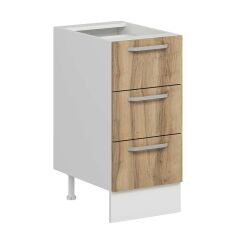 Alvinka Mutfak Modül Duz Alt 3Ç Nray 40Cm Dolap Beyaz Dore Suntalam