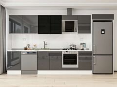 Alvinka 390X222 Cm High Gloss Mutfak Dolabı Mb-E90S50S50-3 High Gloss | Antrasit - Mdf