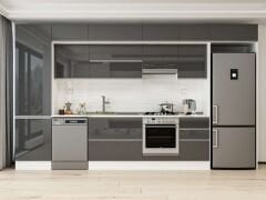 Alvinka 400X240 Cm High Gloss Mutfak Dolabı Mbb-E90B60S50-1 High Gloss | Antrasit - Mdf