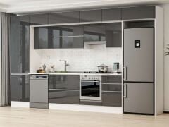 Alvinka 400X240 Cm High Gloss Mutfak Dolabı Mbb-E90B60S50-1 High Gloss | Antrasit - Mdf