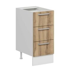 Alvinka Mutfak Modül Duz Alt 3Ç Nray 40Cm Dolap Beyaz Dore Mdf