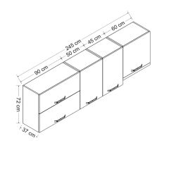 Minar 245 Cm Mutfak Dolabı Beyaz 245-B5-Üst Modül