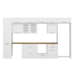 Alvinka 400X240 Cm Klasik Mebran Mutfak Dolabı Beyaz Beyaz Mbb-E90B50S60-3 Mebran | Beyaz - Mdf