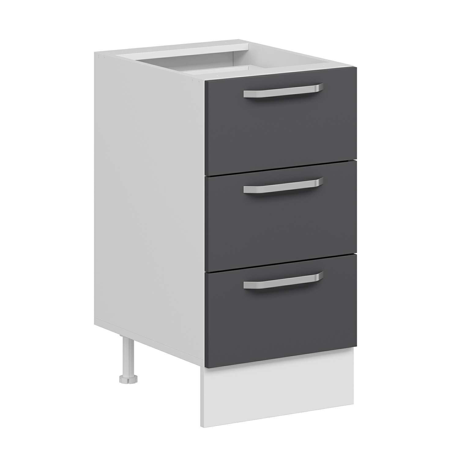 Alvinka Mutfak Modül Duz Alt 3Ç Nray 45Cm Dolap Beyaz Antrasit Suntalam