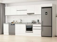 Alvinka 400X222 Cm High Gloss Mutfak Dolabı Mb-E90S50S60-1 High Gloss | Beyaz - Mdf