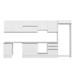 Alvinka 400X222 Cm High Gloss Mutfak Dolabı Mb-E90S50S60-1 High Gloss | Beyaz - Mdf