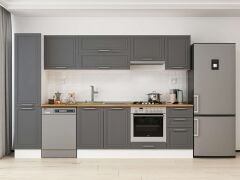 Alvinka 290X210 Cm Klasik Mebran Mutfak Dolabı Mb-E80B45S45-1 Mebran | Antrasit - Mdf