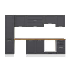 Alvinka 290X210 Cm Klasik Mebran Mutfak Dolabı Mb-E80B45S45-1 Mebran | Antrasit - Mdf