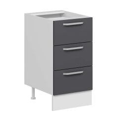 Alvinka Mutfak Modül Duz Alt 3Ç Nray 45Cm Dolap Beyaz Antrasit Mdf