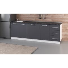 Minar 245 Cm Mutfak Dolabı Beyaz Antrasit 245-A1-Alt Modül