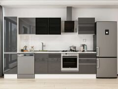 Alvinka 305X210 Cm High Gloss Mutfak Dolabı Mb-E80B45S60-3 High Gloss | Antrasit - Suntalam